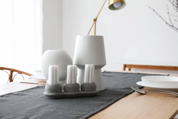 Different Candles Kitchen Table — Stockfoto