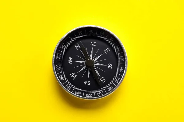 Tourist Compass Yellow Background — Foto de Stock