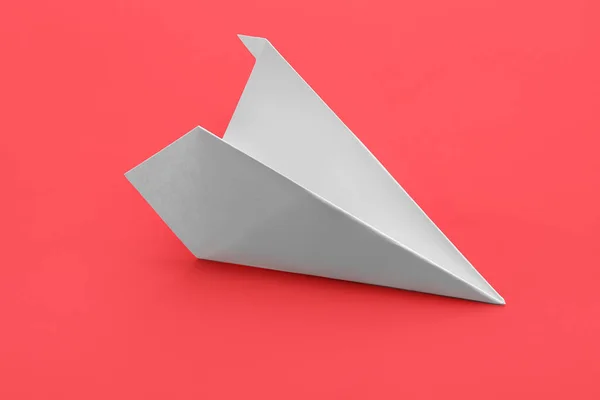 White Paper Plane Red Background — 图库照片