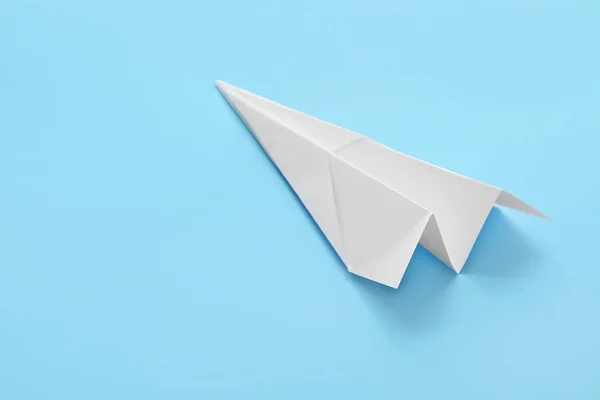 White Paper Plane Blue Background — Stock Photo, Image