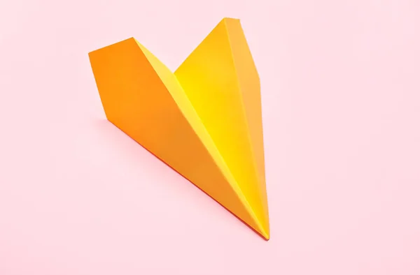 Yellow Paper Plane Pink Background — 图库照片