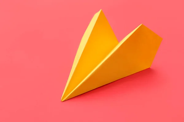 Yellow Paper Plane Red Background — Photo