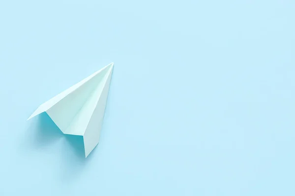 Blue Paper Plane Color Background — Fotografia de Stock