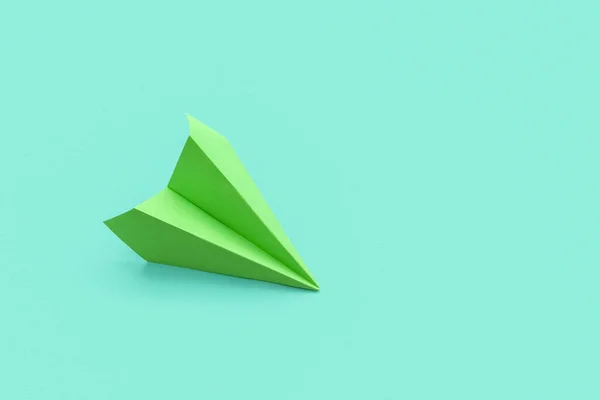 Green Paper Plane Color Background — Stock Photo, Image