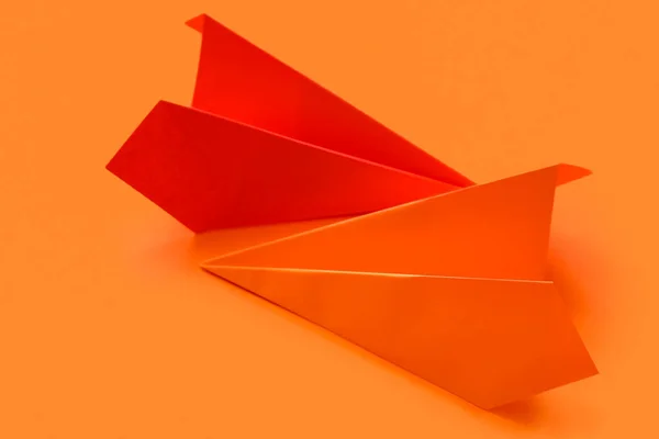 Paper Planes Red Background Closeup — Stockfoto