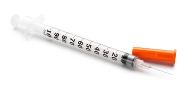 Empty medical syringe on white background