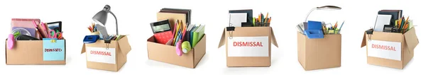 Boxes Personal Things Dismissed Workers White Background — 스톡 사진