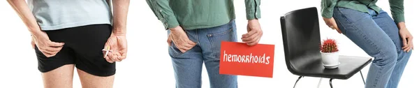 Set Men Hemorrhoids White Background — Fotografia de Stock