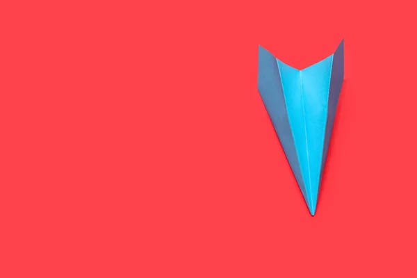 Blue Paper Plane Red Background — Stock Photo, Image