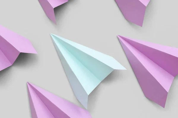 Paper Planes Grey Background — 图库照片