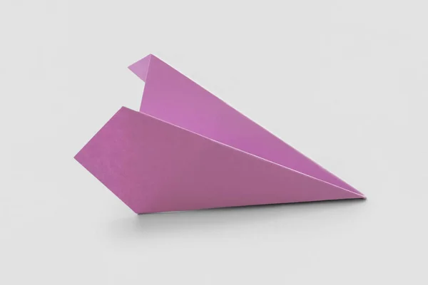 Lilac Paper Plane Grey Background — 图库照片