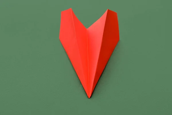 Red Paper Plane Green Background — Stock Photo, Image