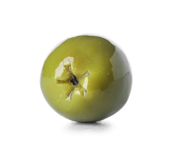 Delicious Green Olive Isolated White Background — 스톡 사진