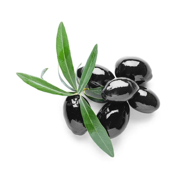 Heap Tasty Black Olives White Background — Zdjęcie stockowe