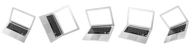 Set of modern laptops isolated on white