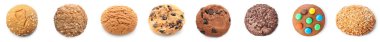 Set of different sweet cookies isolated on white