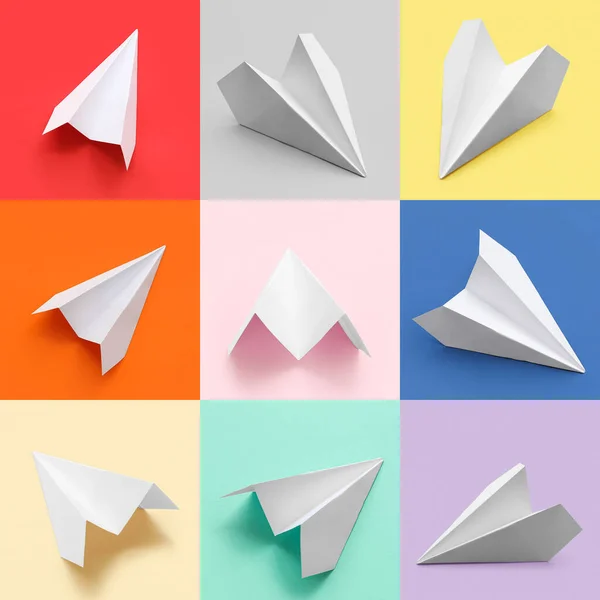 Many Paper Planes Colorful Background — Foto de Stock