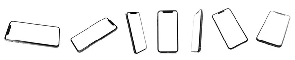 Set Modern Smartphones Isolated White — Foto Stock