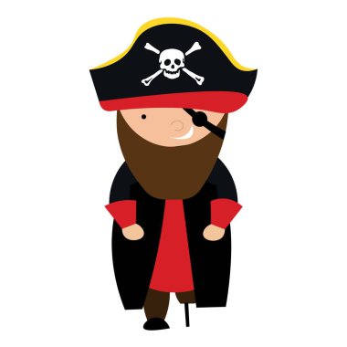 Captain of pirates on white background