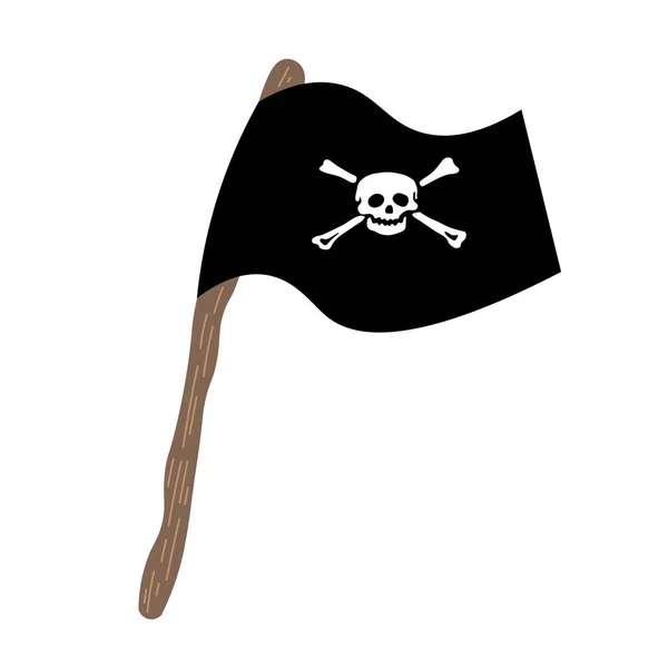 Pirate Flag Jolly Roger White Background — Vetor de Stock
