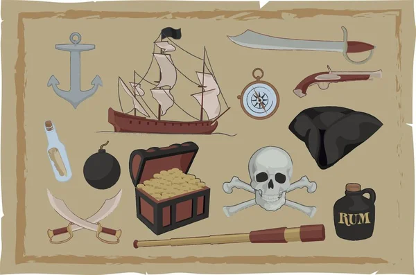 Карта Рисунком День Пирата — стоковый вектор