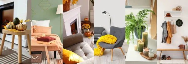 Collage Trendy Autumn Interiors — 스톡 사진