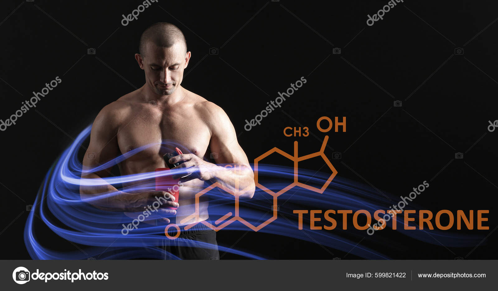 Sporty Man Protein Shake Structural Chemical Formula Testosterone