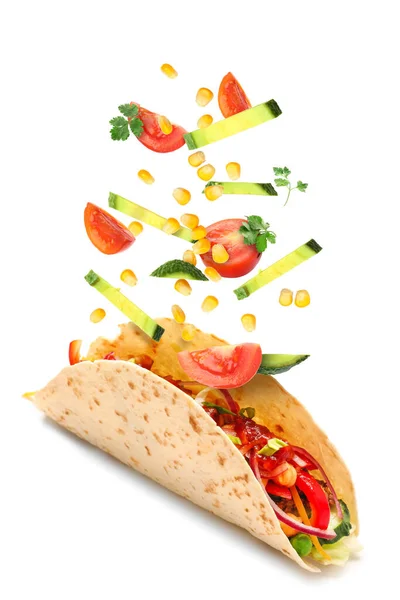 Tasty Taco Isolated White — Stock Photo, Image