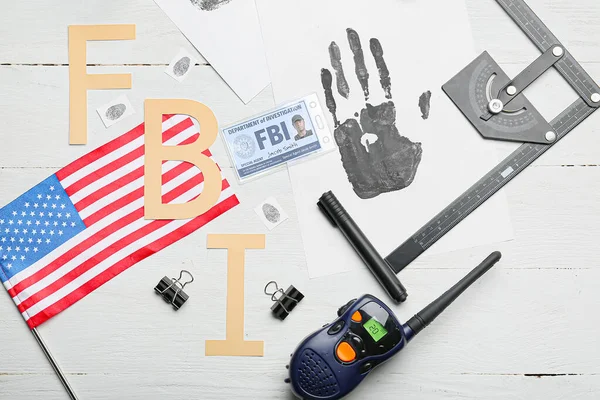 Abbreviation Fbi Flag Usa Palm Print Identification Document Agent Portable — Stok fotoğraf