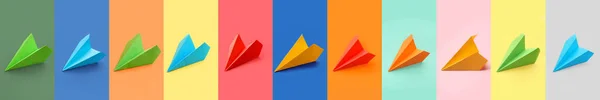 Many Paper Planes Colorful Background —  Fotos de Stock