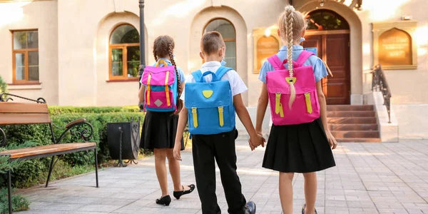 Cute Pupils Going School — Fotografia de Stock