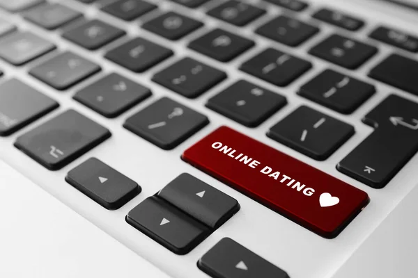 Button Text Online Dating Computer Keyboard Closeup — 스톡 사진