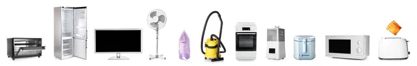 Set Different Household Appliances Isolated White — 스톡 사진