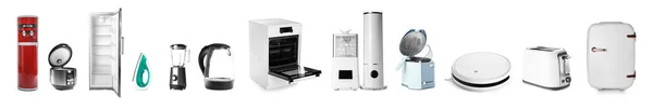 Set Different Household Appliances Isolated White — 스톡 사진