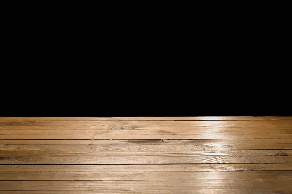 Wooden Table Top Black Background — 图库照片
