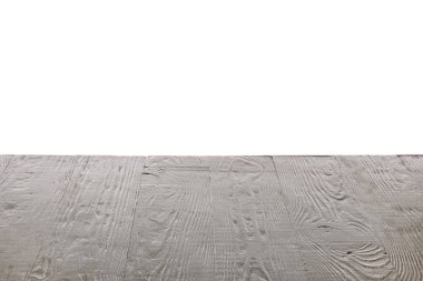 Empty wooden surface against white background