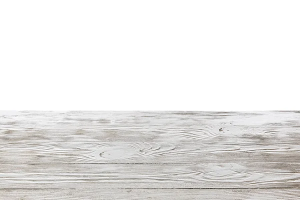 Empty wooden surface against white background