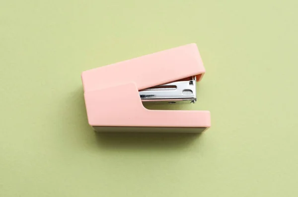 Office Stapler Green Background — Stock Photo, Image