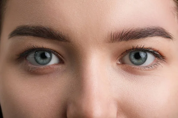 Young Woman Blue Eyes Closeup — 스톡 사진