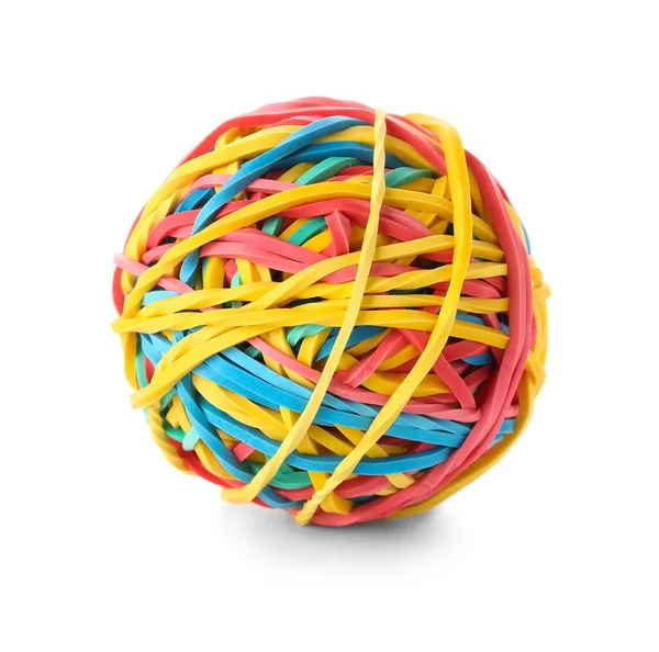 Colorful Rubber Band Ball White Background — Stock Photo, Image