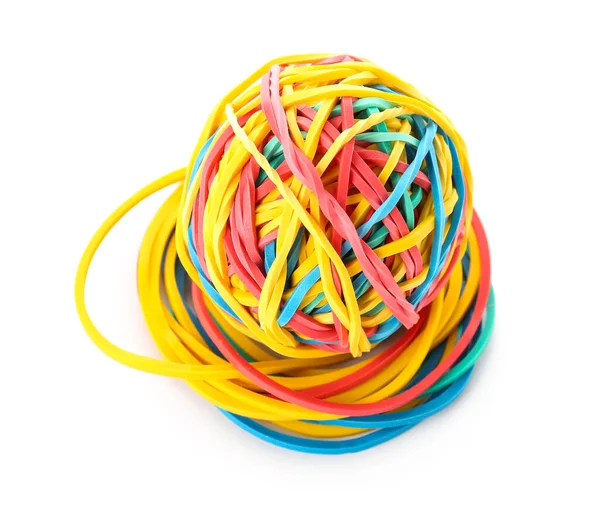 Colorful Rubber Band Ball White Background — Stock Photo, Image