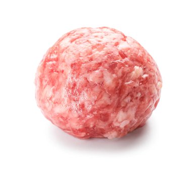 Raw meat ball on white background