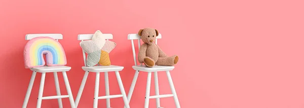 Chairs Baby Toys Pink Wall Room — Stock Photo, Image