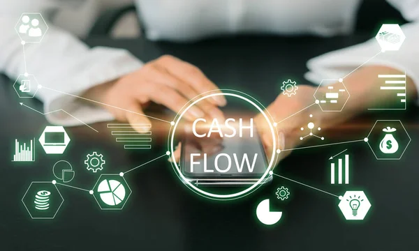 Businesswoman Mobile Phone Office Concept Cash Flow — 스톡 사진