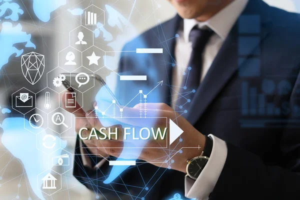 Businessman Mobile Phone Office Concept Cash Flow — 스톡 사진