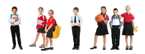 Group Little School Children White Background — Stockfoto