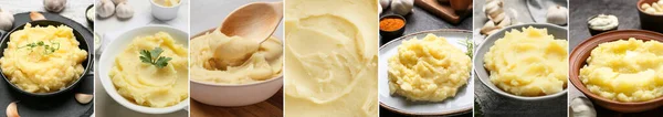 Collage Tasty Homemade Mashed Potato —  Fotos de Stock