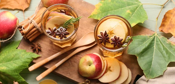 Glasses Tasty Mulled Wine Table Top View — Stock Photo, Image