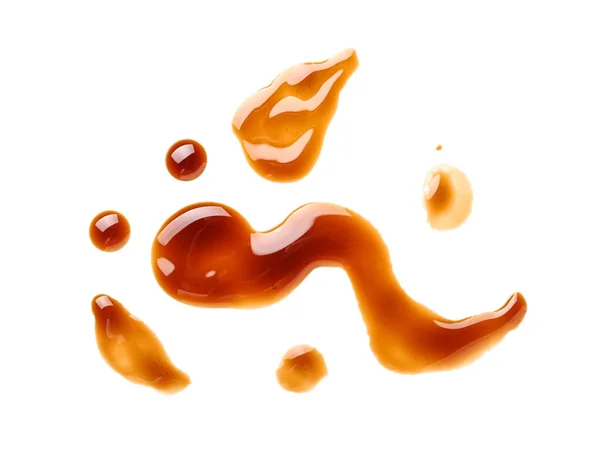 Drops Soy Sauce White Background — Stock Photo, Image