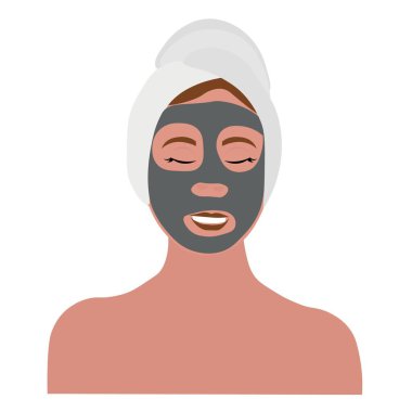 Beautiful woman with facial mask against white background